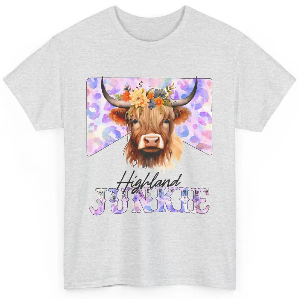 Floral Highland Cow Junkie Western Country Farm Animal Classic Unisex T-Shirt