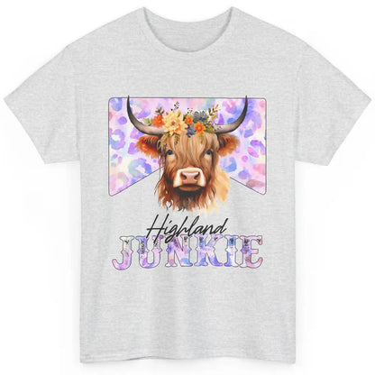 Floral Highland Cow Junkie Western Country Farm Animal Classic Unisex T-Shirt