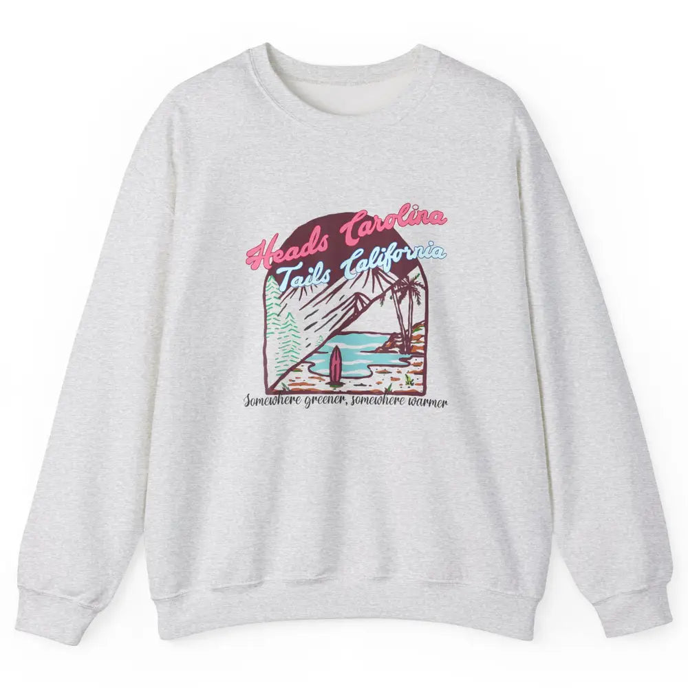 Western Heads Carolina Tails California Retro Beach Surf Unisex Crewneck Sweatshirt