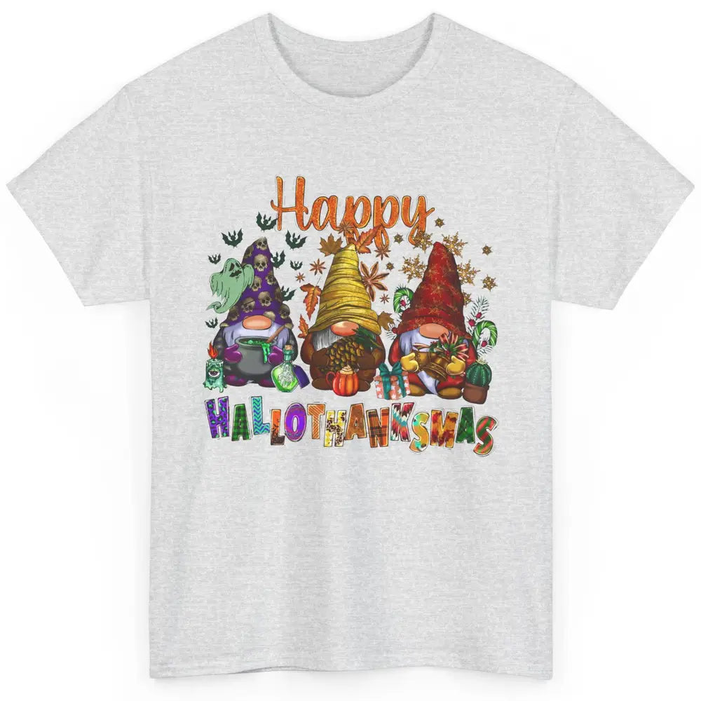 Pumpkin Gnomes Hallo-thank-mas Halloween Thanksgiving Xmas Classic Unisex T-Shirt