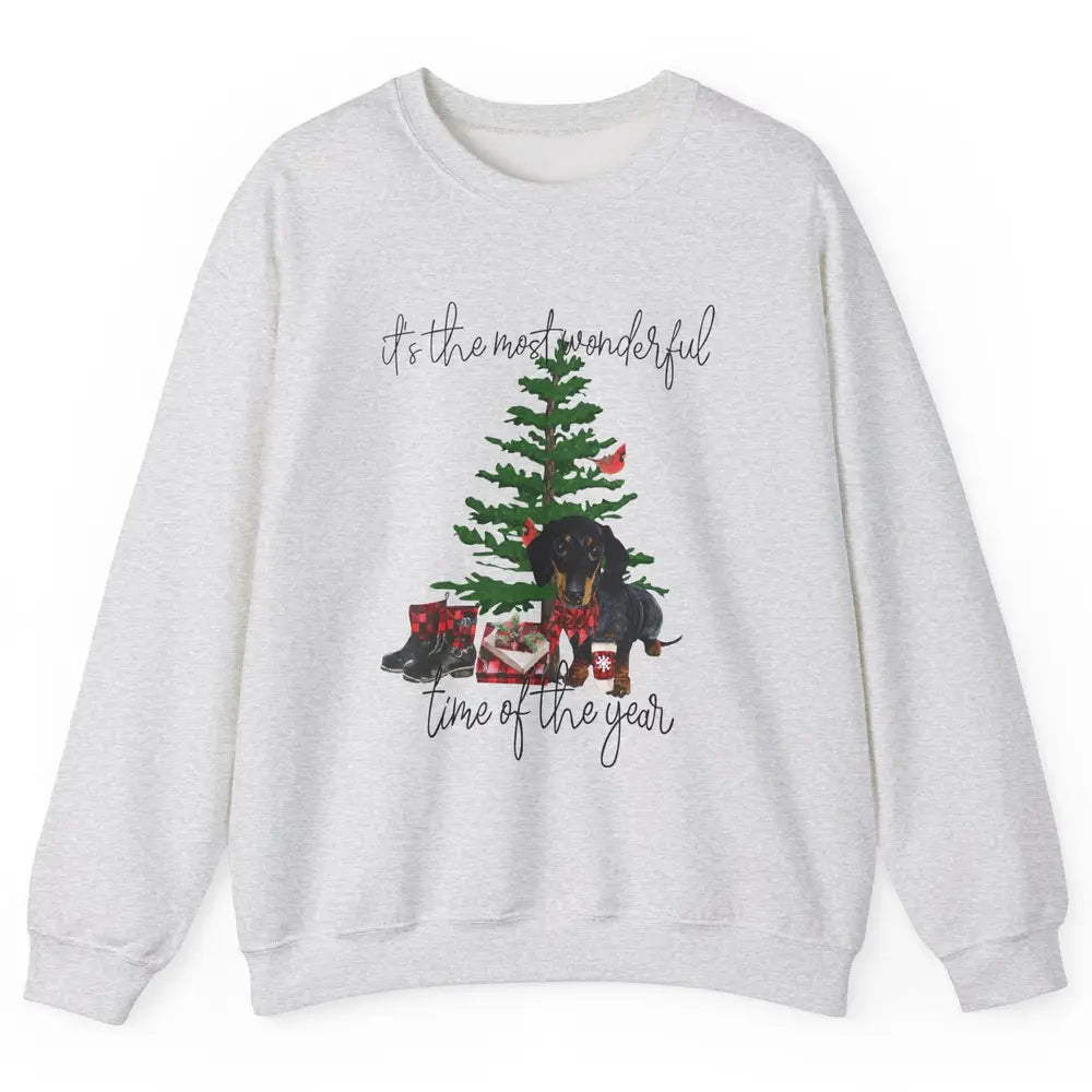 Dachshund Christmas Tree The Most Wonderful Time Of The Year Unisex Crewneck Sweatshirt