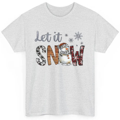 Leopard Snowman Let It Snow Snowflakes Western Christmas Classic Unisex T-Shirt