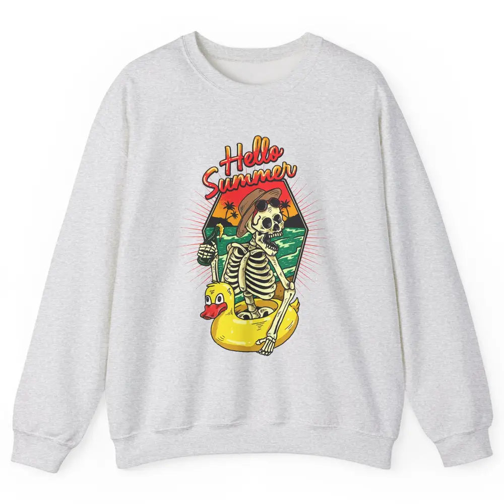 Summer Vibes Skeleton Funny Skeleton On Beach Sunset Unisex Crewneck Sweatshirt