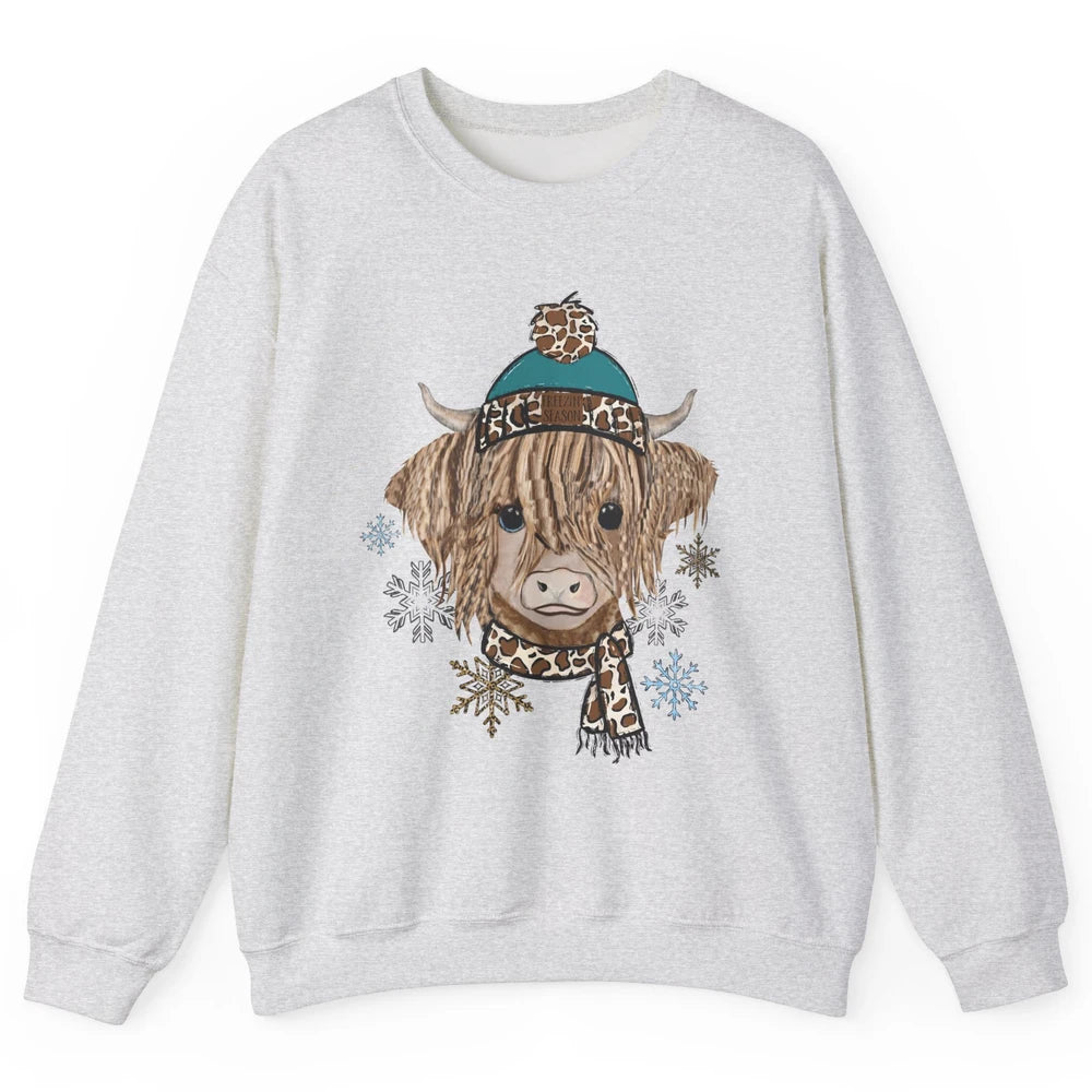 Baby Highland Cow I'm Freaking Freezing Christmas Winter Unisex Crewneck Sweatshirt