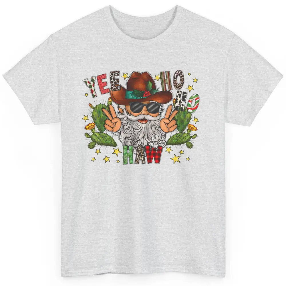 Leopard Santa Cowboy Yee Ho Haw Christmas Western Country Classic Unisex T-Shirt