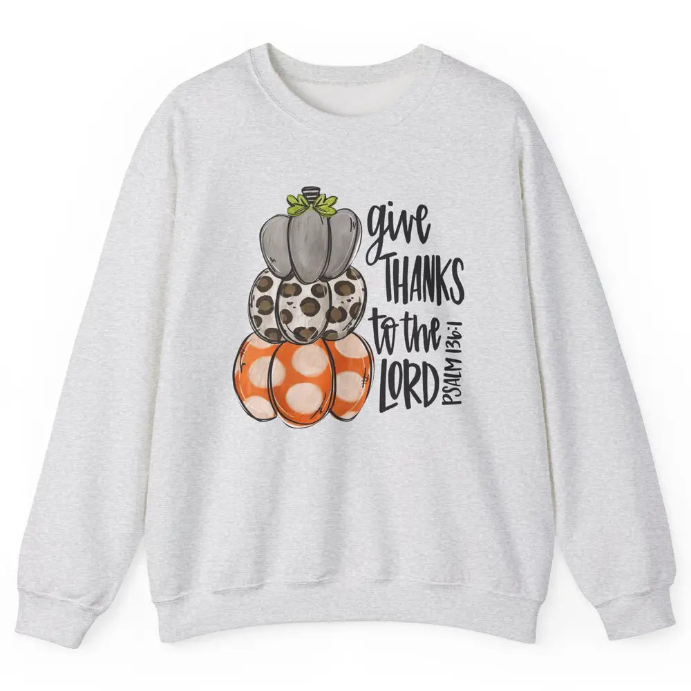 Retro Pumpkin Give Thanks To The Lord Christian Thanksgiving Unisex Crewneck Sweatshirt