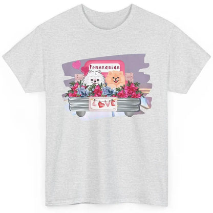 Floral Pomeranian Truck Love Cute Pomeranian Mothers Day Classic Unisex T-Shirt