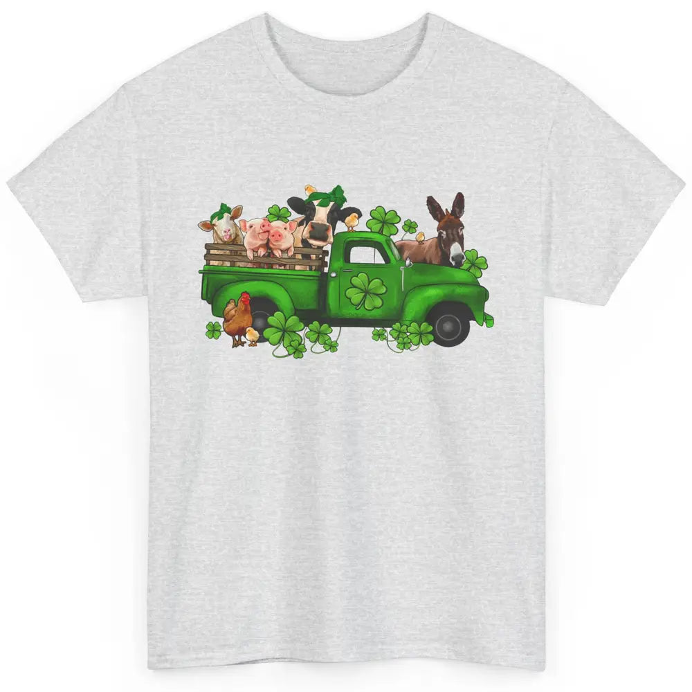 Farm Animals Truck Shamrock Clover St Patricks Day Retro Classic Unisex T-Shirt