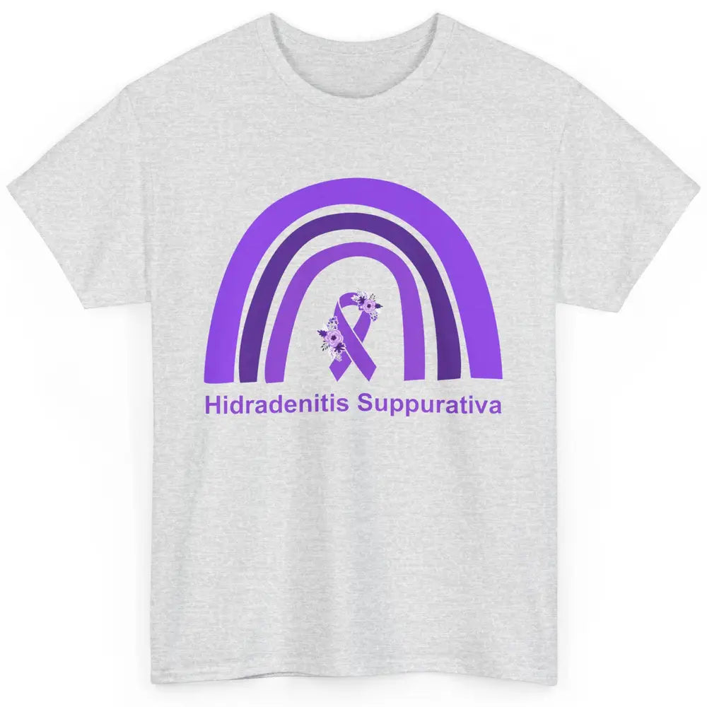 Small Fiber Neuropathy Awareness Floral Purple Rainbow Classic Unisex T-Shirt