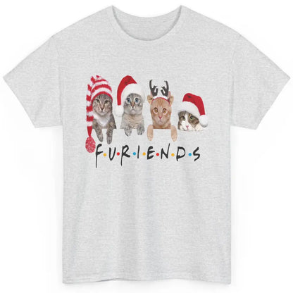 Funny Cat Furiends Merry Christmas Hat Santa Cat Lovers Gift Classic Unisex T-Shirt