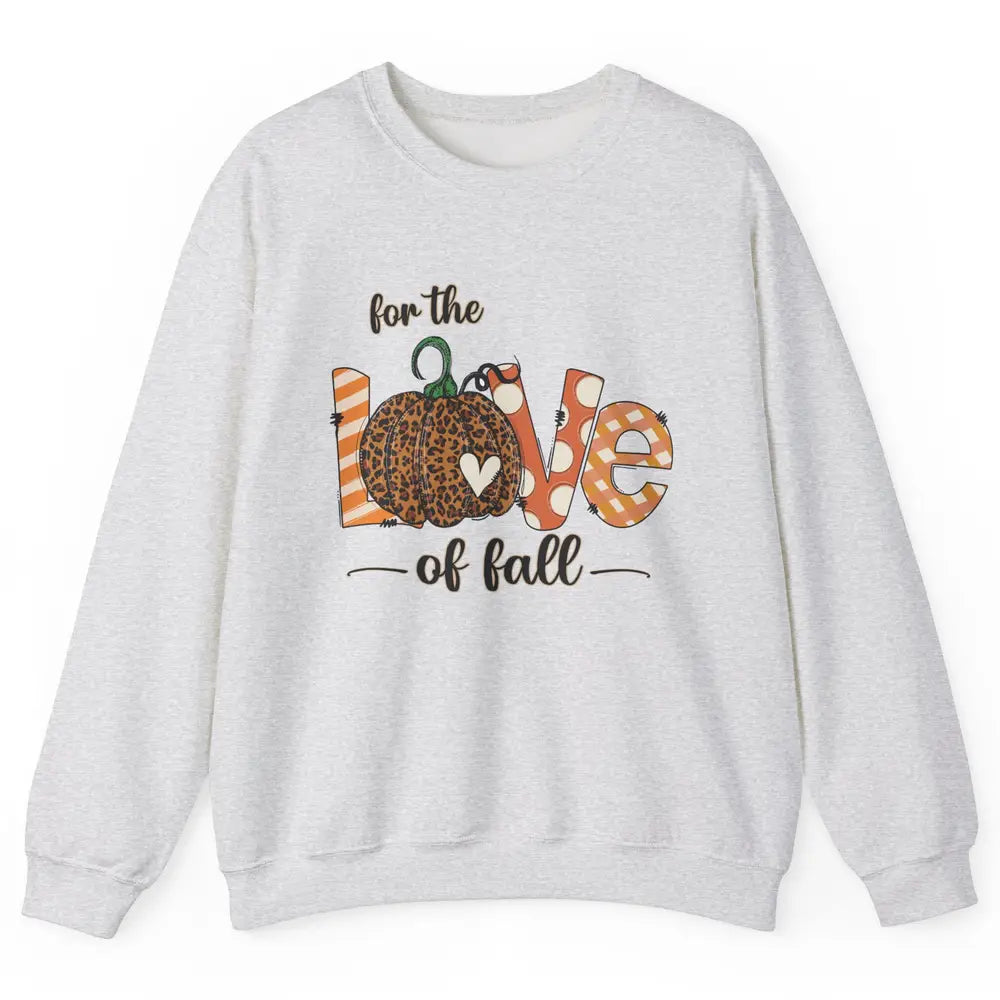 Retro Love Fall Y'All Leopard Pumpkin Heart Halloween Fall Unisex Crewneck Sweatshirt