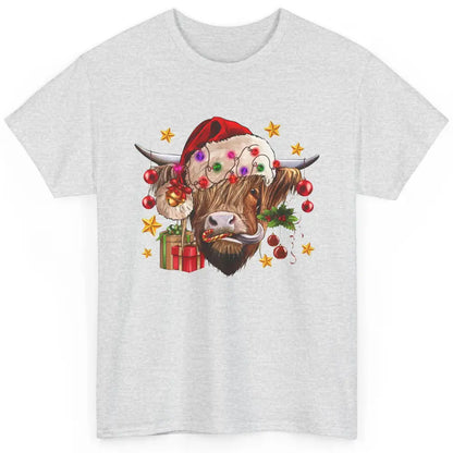 Highland Cow Joy Santa Hat Christmas Ornament Western Farm Classic Unisex T-Shirt