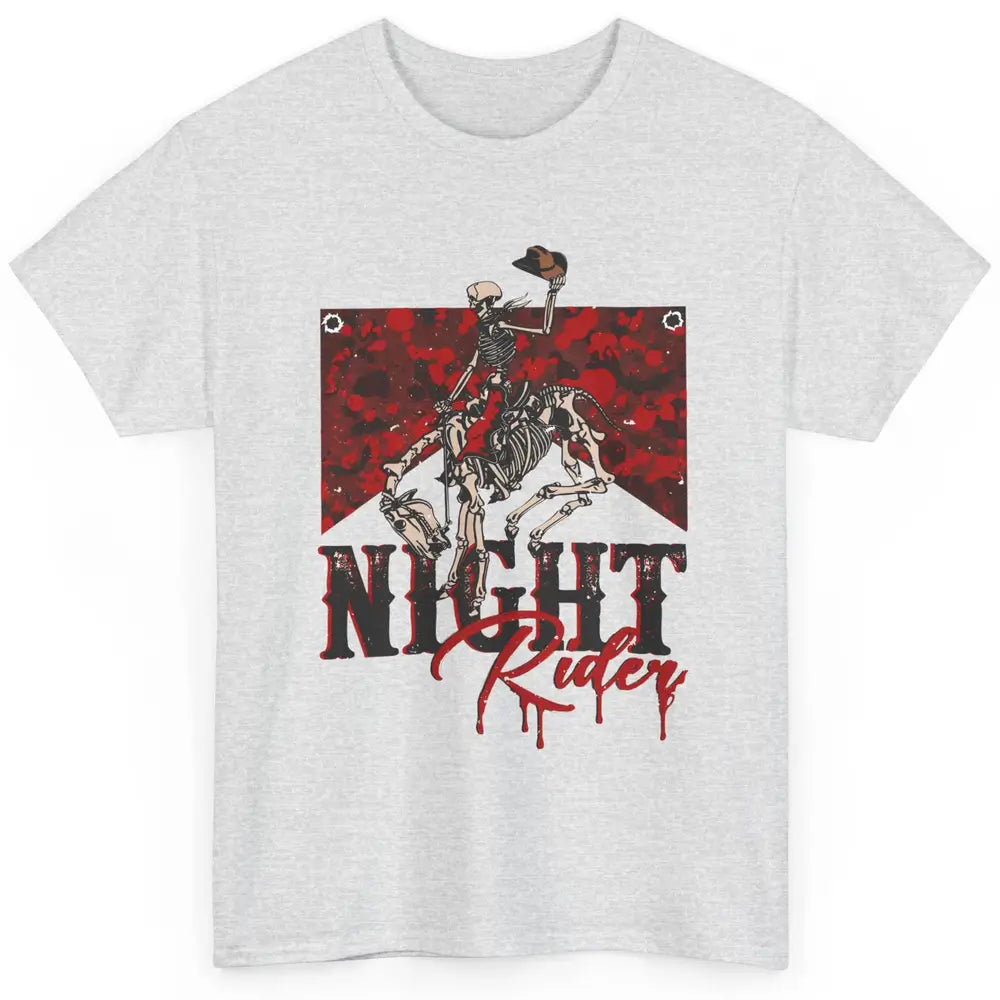 Cowboy Skeleton Bucking Horse Night Rider Western Halloween Classic Unisex T-Shirt