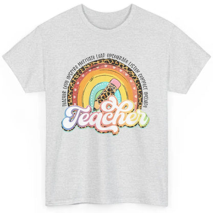 Teacher Life Love Inspire Motivate Appreciation Gift Rainbow Classic Unisex T-Shirt