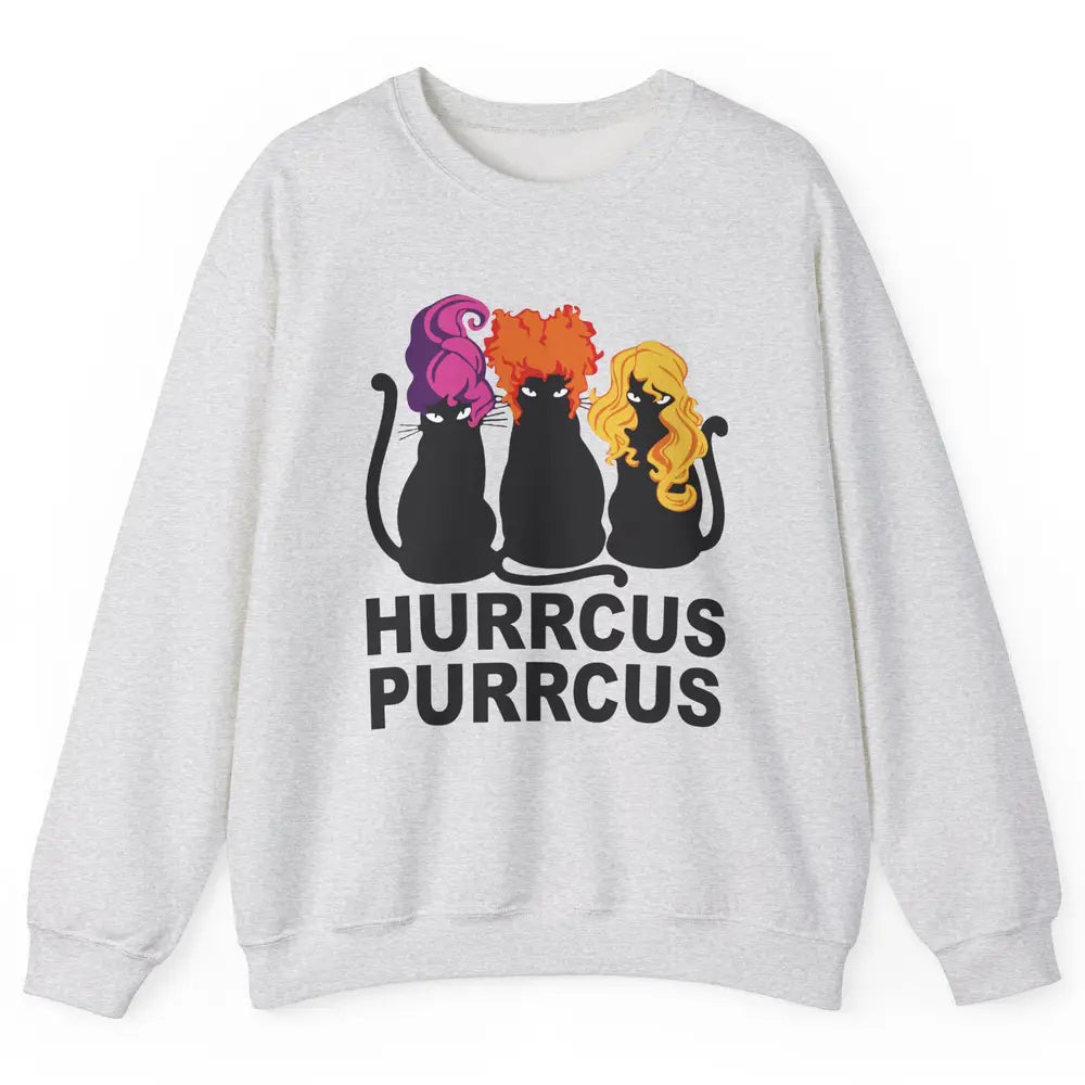 Black Cat Witch Hurrcus Purrcus Halloween Costume Cat Lovers Unisex Crewneck Sweatshirt