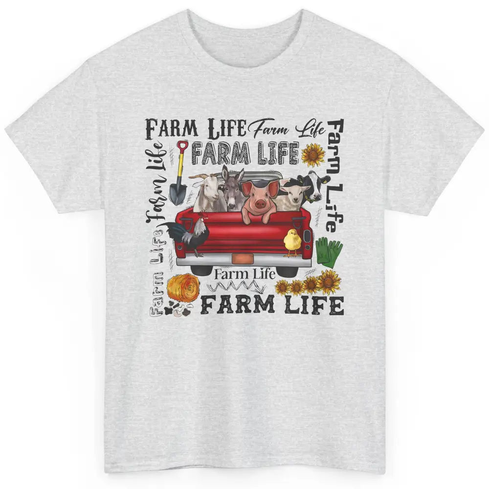 Sunflower Western Farm Life Animals Vegan Cow Pig Rooster Classic Unisex T-Shirt