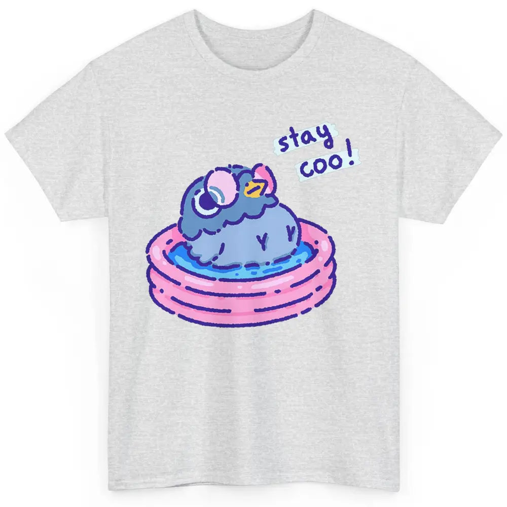 Cute Stay Coo Pigeon Swimming Pink Pool Bird Lover Kawaii Classic Unisex T-Shirt