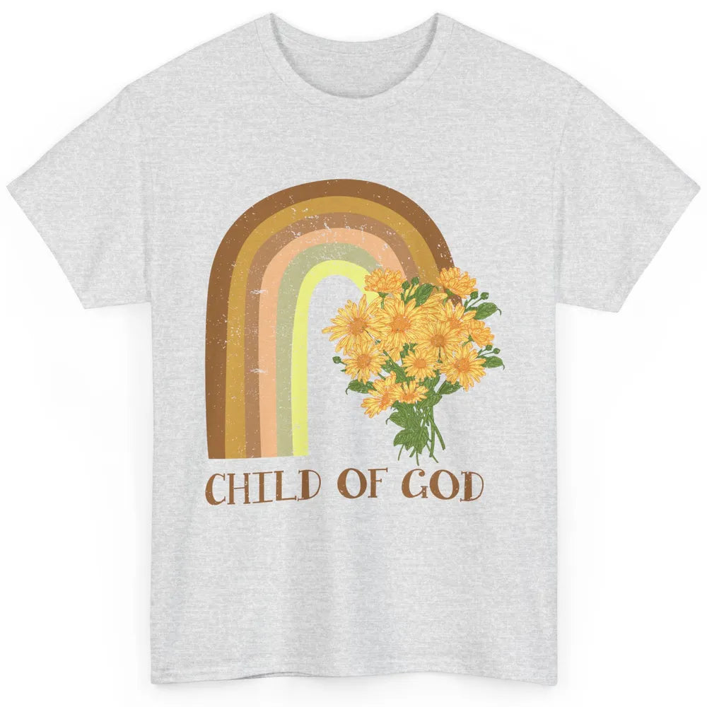 Vintage Sunflower Rainbow Child Of God Christian Religious Classic Unisex T-Shirt