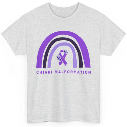 Chiari Malformation Awareness Floral Purple Ribbon Rainbow Classic Unisex T-Shirt