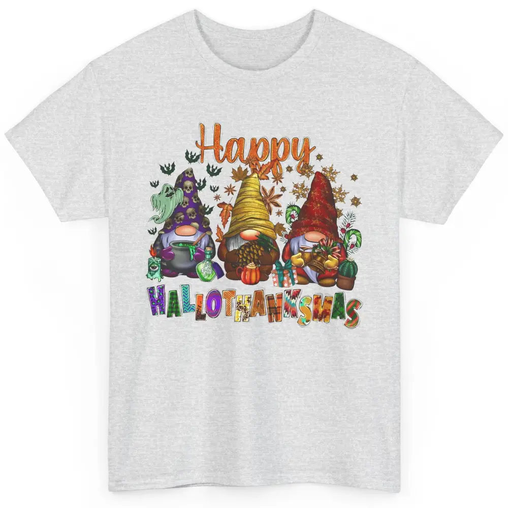 Funny Gnomes Happy Hallo-thank-mas Fall Pumpkin Thanksgiving Classic Unisex T-Shirt