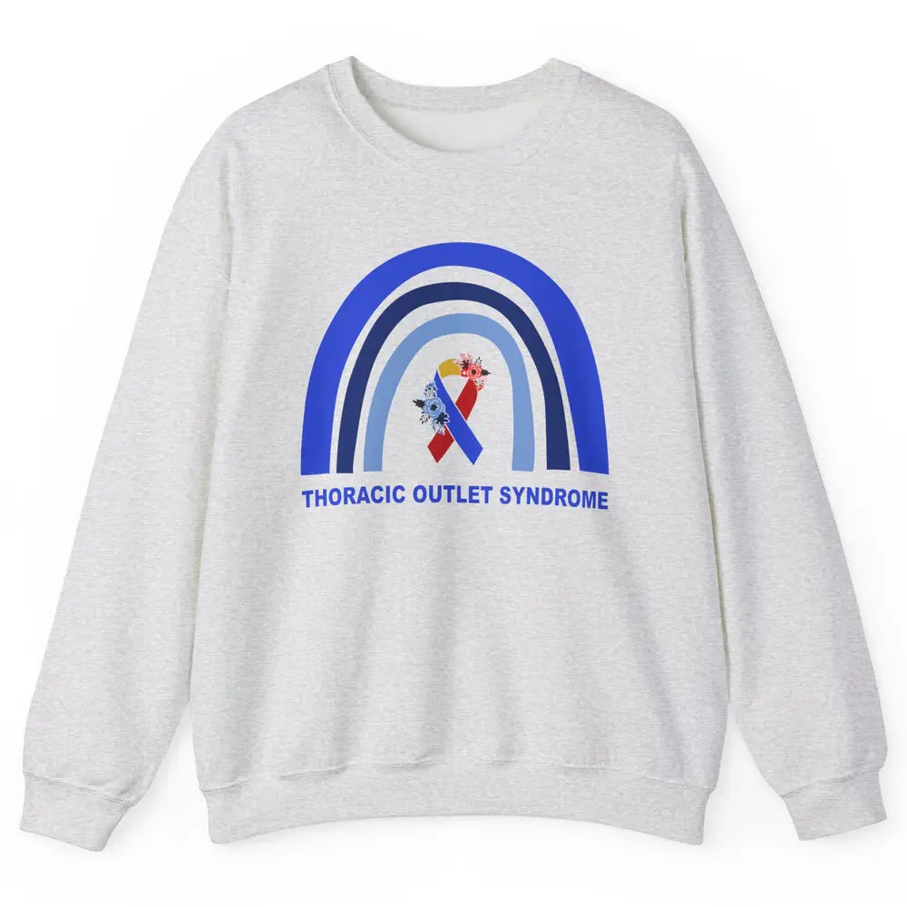 Thoracic Outlet Syndrome Awareness Floral Blue Red Ribbon Unisex Crewneck Sweatshirt