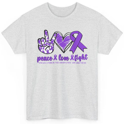 Small Fiber Neuropathy Purple Ribbon Peace Love Fight Classic Unisex T-Shirt