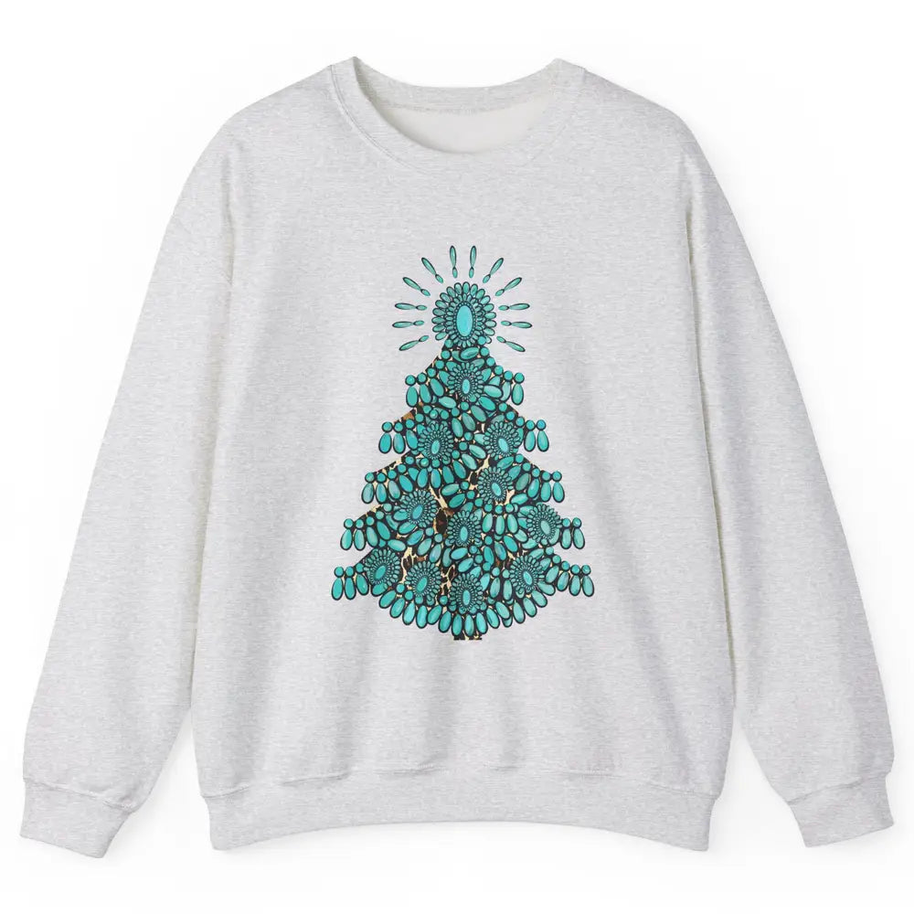 Turquoise Christmas Tree Western Christmas Country Farm Unisex Crewneck Sweatshirt