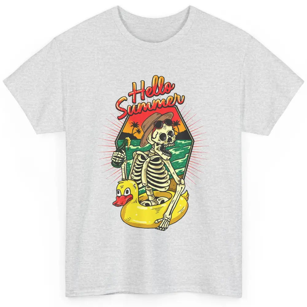 Summer Vibes Skeleton Funny Skeleton On Beach Sunset Classic Unisex T-Shirt