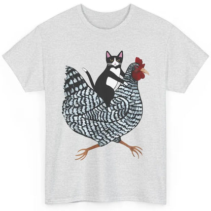 Tuxedo Cat On A Chicken Funny Cat Kitty Chicken Lovers Gift Classic Unisex T-Shirt