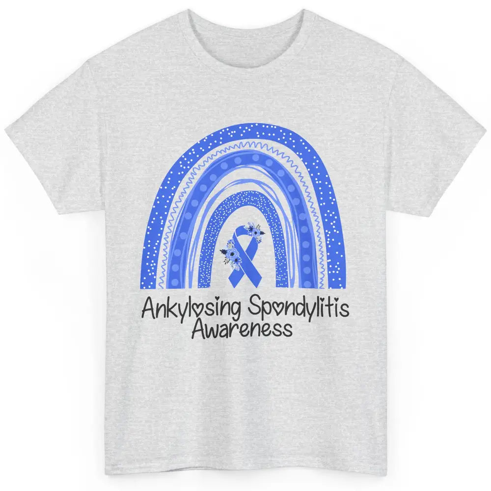 Ankylosing Spondylitis Awareness Support Floral Blue Rainbow Classic Unisex T-Shirt