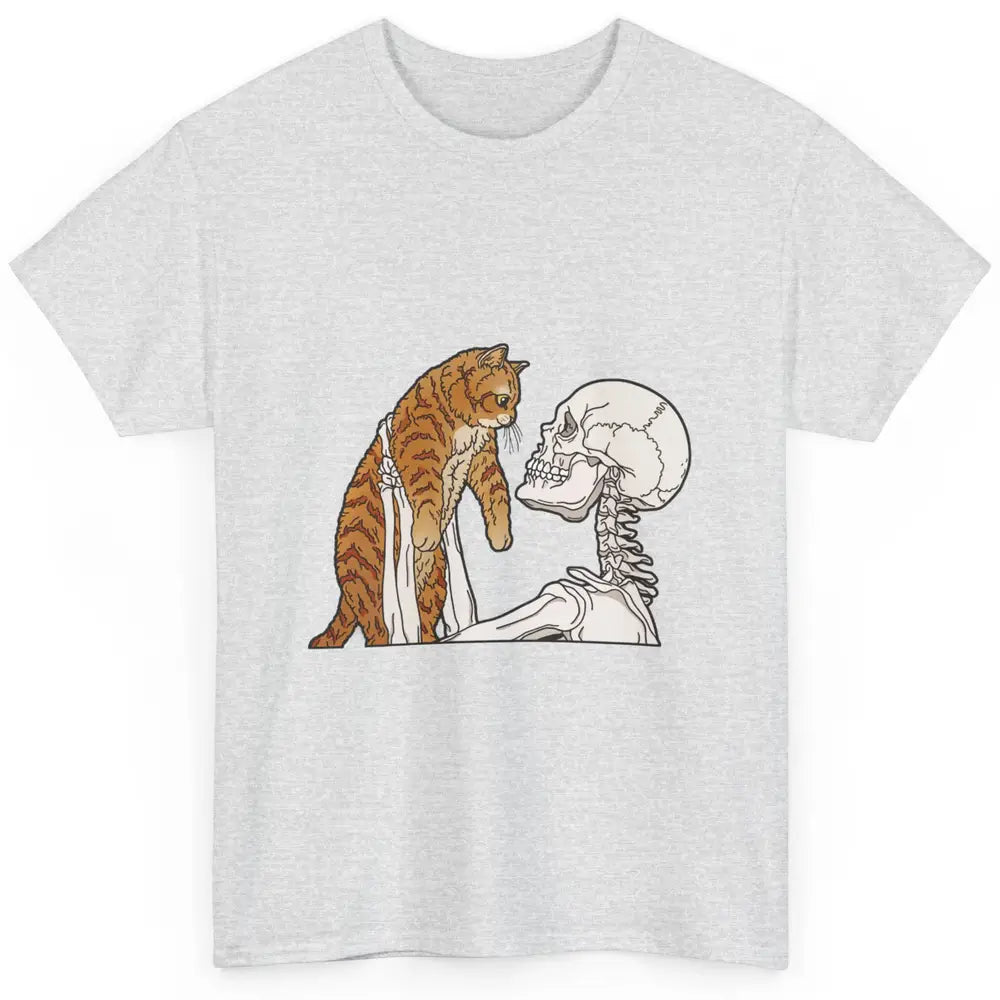 Cat And Skeleton Best Friends Of Cat Funny Orange Cat Kitten Classic Unisex T-Shirt