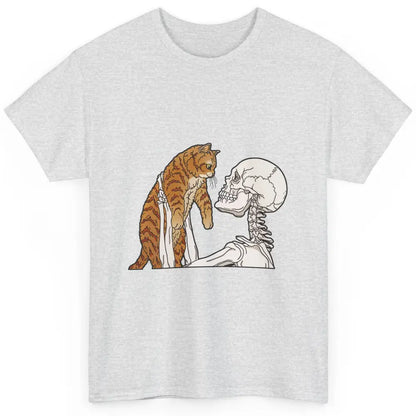 Cat And Skeleton Best Friends Of Cat Funny Orange Cat Kitten Classic Unisex T-Shirt