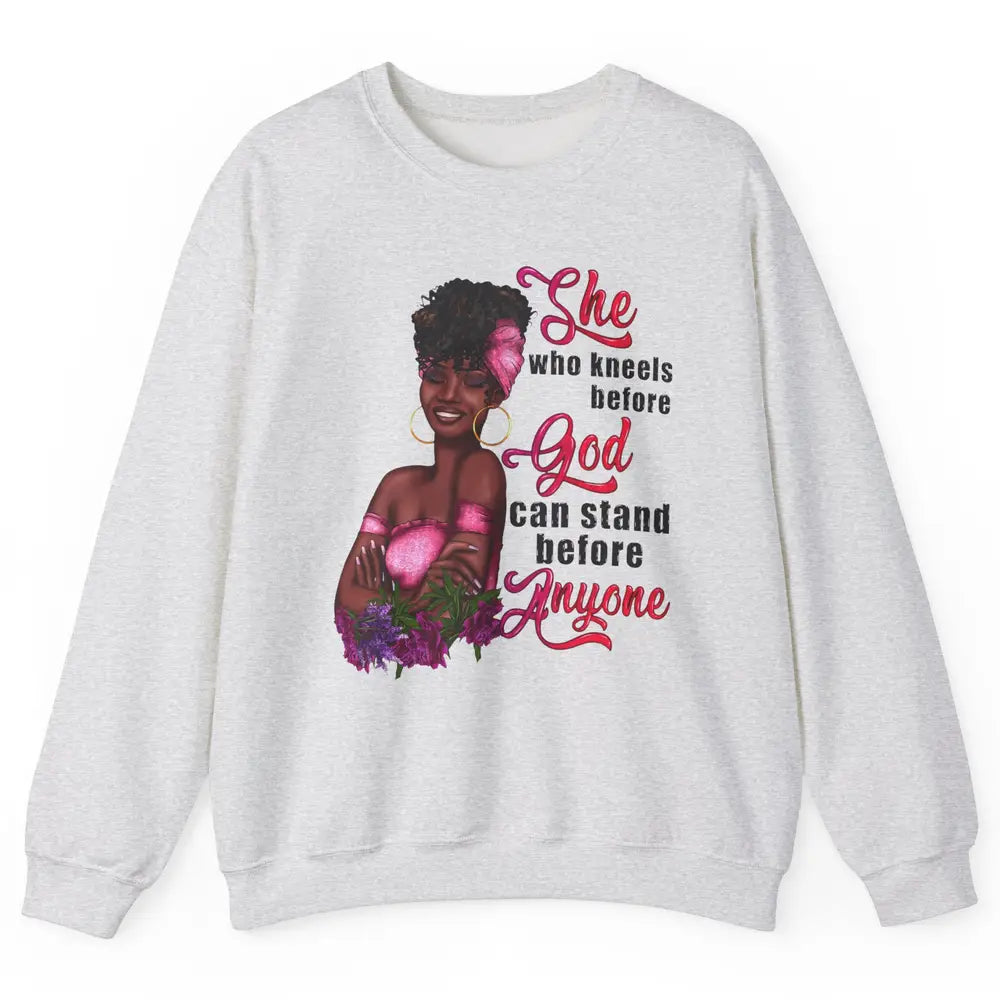 Black Girl She Who Kneels Before God Christian Afro Women Unisex Crewneck Sweatshirt