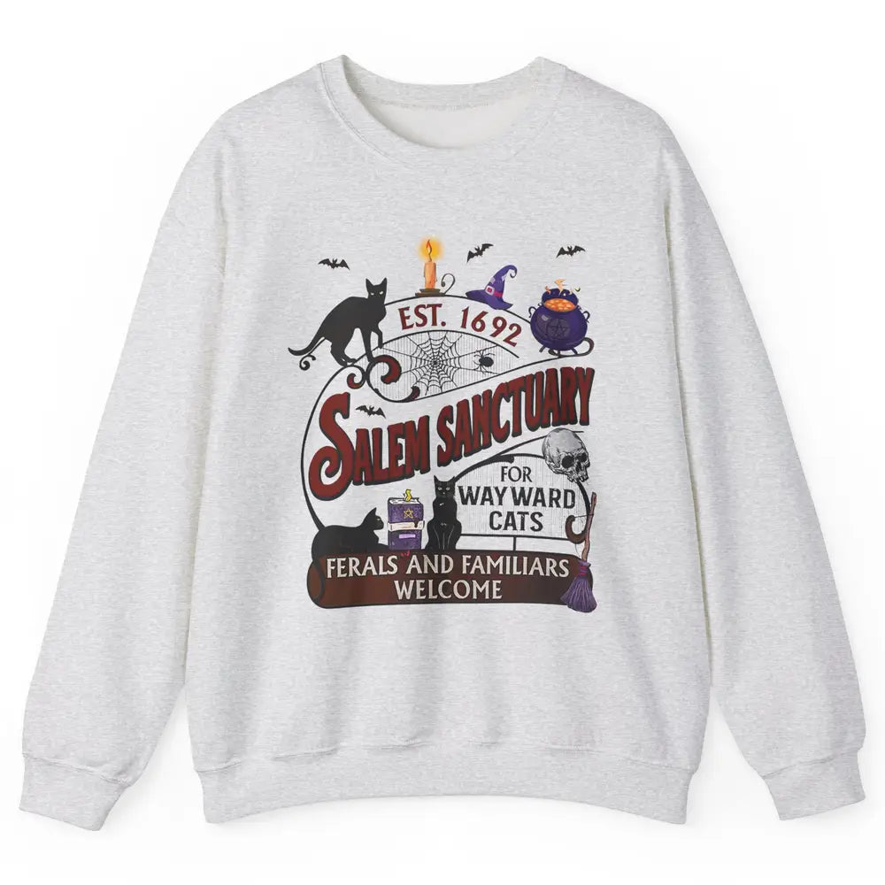 Witch Cat Salem Sanctuary Witch City Halloween Cat Costume Unisex Crewneck Sweatshirt