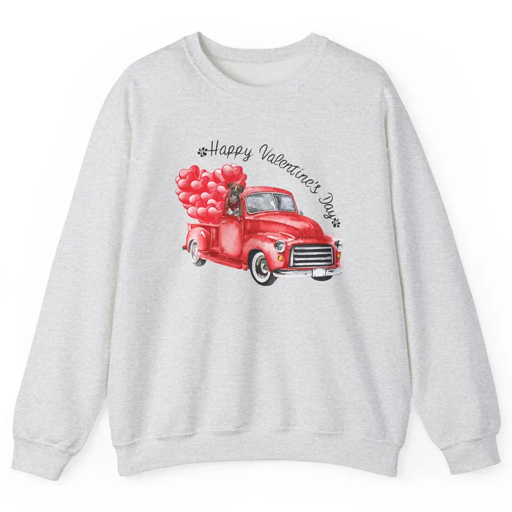 Boxer On Heart Truck Happy Valentines Day Boxer Dog Lovers Unisex Crewneck Sweatshirt