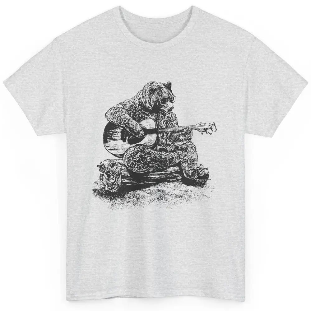 Funny Bear Playing Guitar Bear Guitarist Musician Bassist Classic Unisex T-Shirt