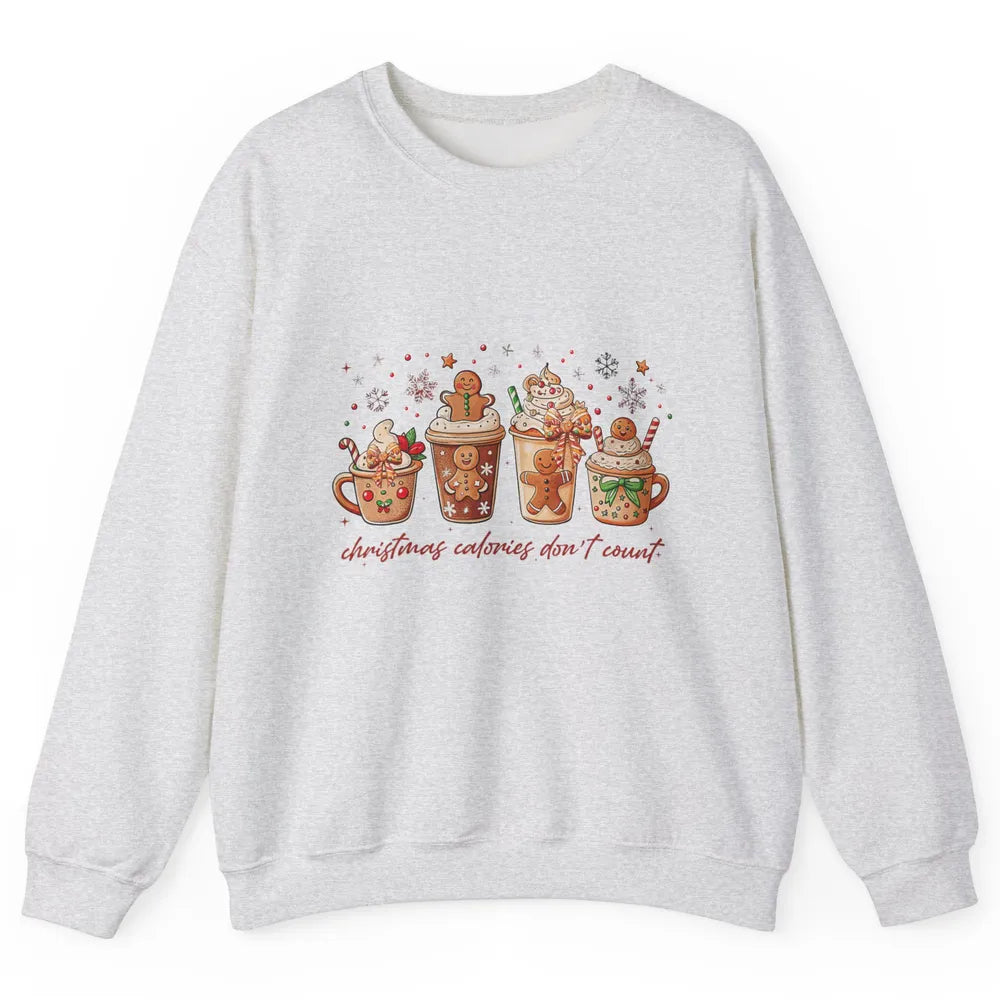 Christmas Calories Not Count Funny Gingerbread Coquette Coffee Xmas Unisex Crewneck Sweatshirt