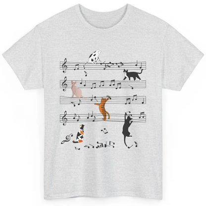 Funny Black Cats Music Sheet Kittens Playing Musical Notes Classic Unisex T-Shirt