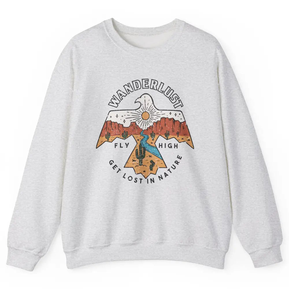 Vintage Eagle Desert Wanderlust Get Lost In Nature Outdoor Unisex Crewneck Sweatshirt