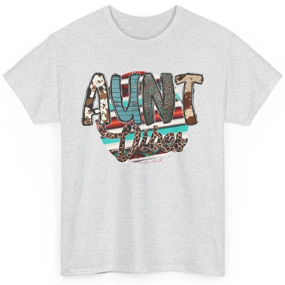 Aunt Vibes Cowhide Leopard Turquoise Western Country Auntie Classic Unisex T-Shirt