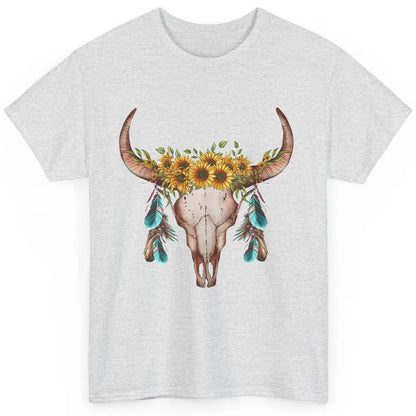 Floral Boho Bull Skull Wild Soul Turquoise Western Cowgirl Classic Unisex T-Shirt