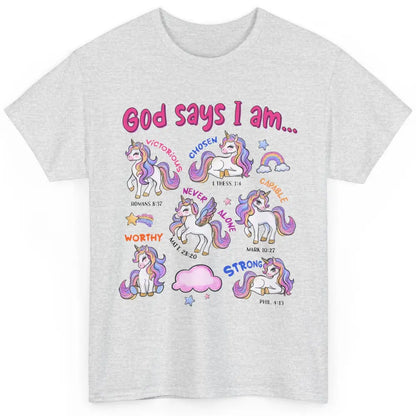 Christian God Says I Am Unicorn Bible Verse Religious Girl Classic Unisex T-Shirt