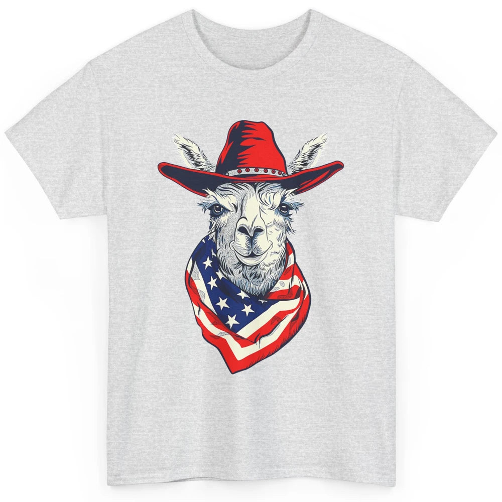 Funny Alpaca Cowboy Western Country Llama Rodeo USA Flag Retro Howdy Classic Unisex T-Shirt