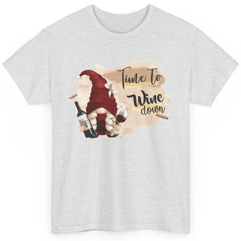 Christmas Gnome Wine It's Time to Wine Down Winter Holiday Classic Unisex T-Shirt