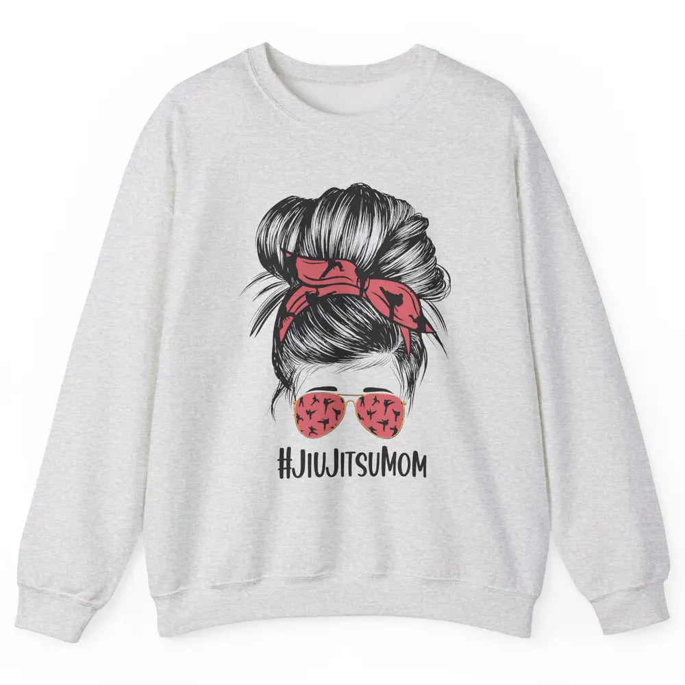 Vintage Messy Bun Jiu Jitsu Mom Life Taekwondo Martial Art Unisex Crewneck Sweatshirt