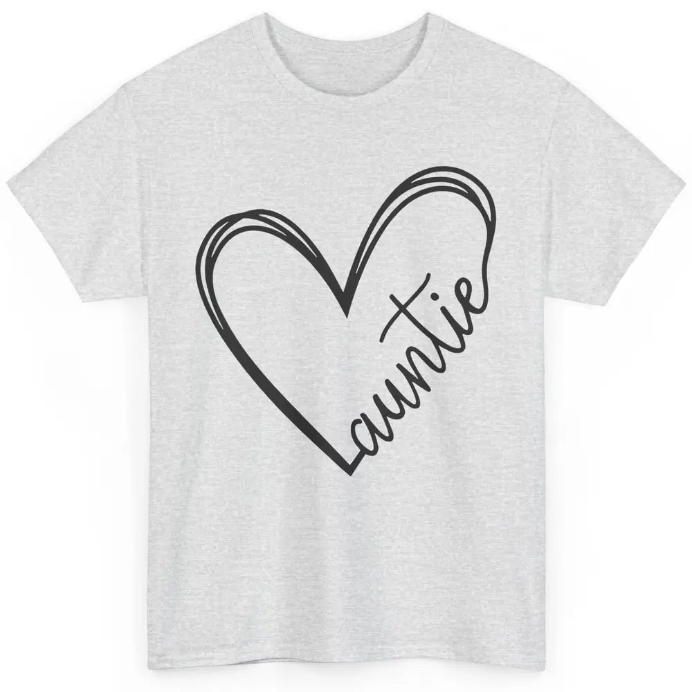 Cute Love Auntie Heart Typography Aunt Life Minimal Half Mom Classic Unisex T-Shirt