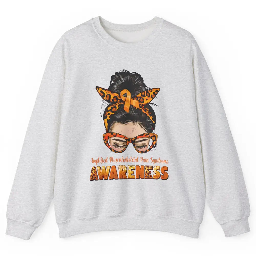 Amplified Musculoskeletal Pain Syndrome Orange Messy Bun Unisex Crewneck Sweatshirt