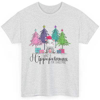 I Want A Hippopotamus For Christmas Tree Hippo Doodle Draw Classic Unisex T-Shirt