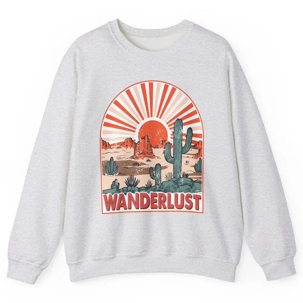 Vintage Desert Sunset Wanderlust Get Lost In Nature Outdoor Unisex Crewneck Sweatshirt