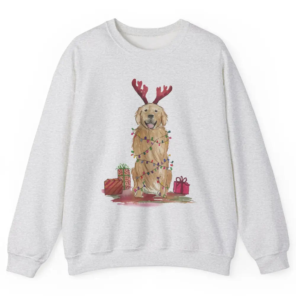 Santa Golden Retriever Reindeer Snowflake Christmas Costume Unisex Crewneck Sweatshirt